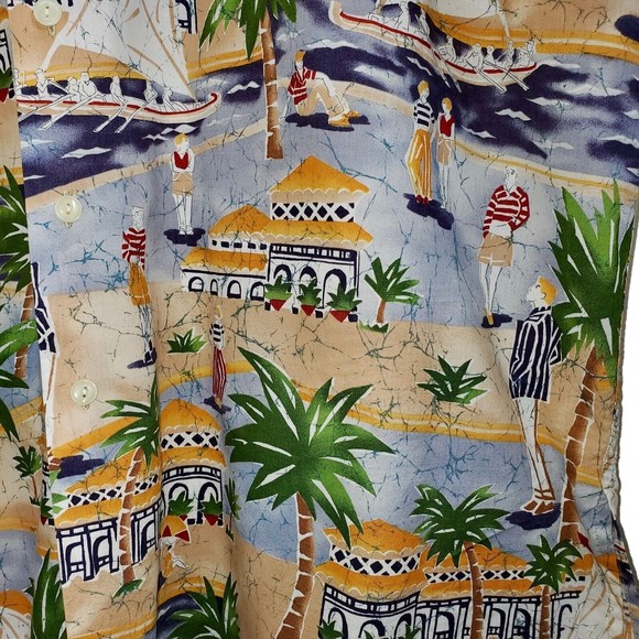 Men's Chaps Multicolored Hawaiian Shirt Short Sleeve Button Up Palm Trees, Sz XL - Picture 4 of 13